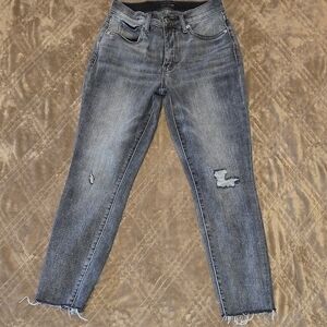 Lucky Brand Gray Distressed Frayed Hem Jeans size 4 waist 27